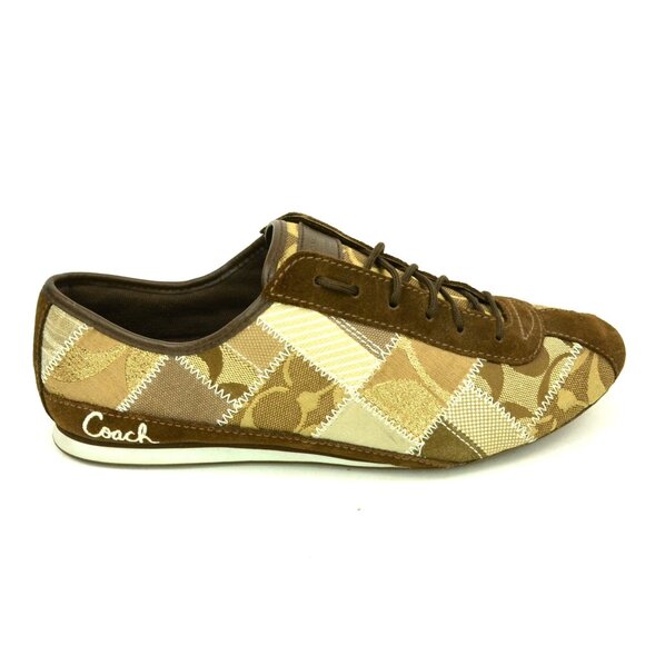 COACH Tidy Women's Size 8 Brown Patchwork Monogram Logo Sneakers #A1351 - Picture 1 of 10